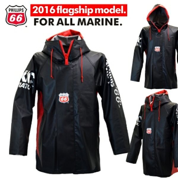 Phillips 66 　レインウェア 黒/赤（犬夜叉さん専用） 4L・5L】「PHILLIPS66（ロクロク）」高級PVCマリンウェアジャケット