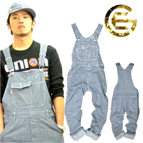4L】【5L】「GRACE ENNGINEER'S」ヒッコリーサロペットツナギ/GE-807