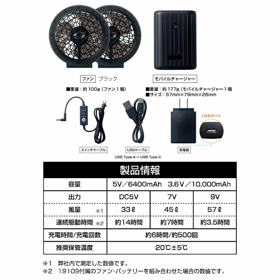 ソーワ 空調ベストコンプリートセット 19109 空調 ファン付き 作業服
