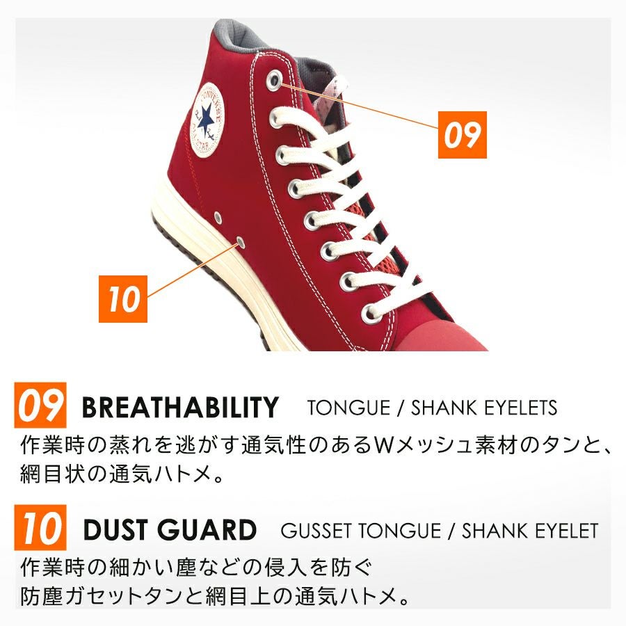 コンバース CPD」ALL STAR PS HI OX レッド 赤 セーフティシューズ