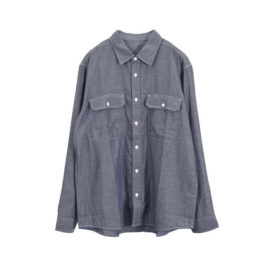 「ハミューレ」メンズダブルガーゼワークシャツ/HMO-2202綿春夏トップス作業部屋着リラックスプロノ