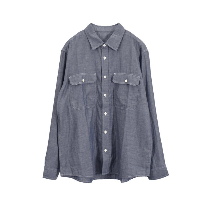 「ハミューレ」メンズダブルガーゼワークシャツ/HMO-2202綿春夏トップス作業部屋着リラックスプロノ