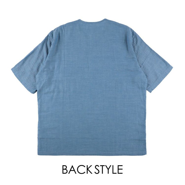 ハミューレメンズダブルガーゼ半袖ヘンリーネックシャツHMO-2301綿春夏トップス作業部屋着リラックスプロノHAMURE