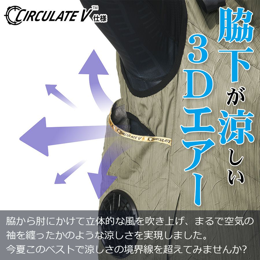 アタックベース 空調風神服 サイドファンベスト+ななめファン+24V