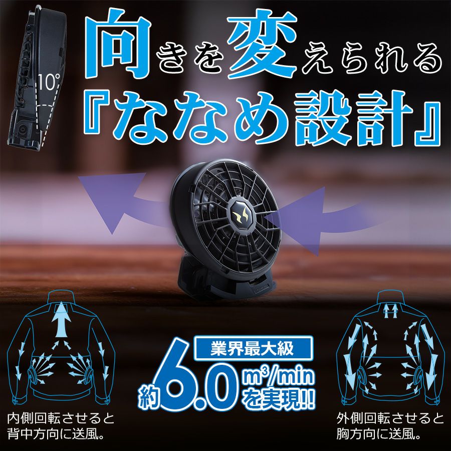 アタックベース 空調風神服 サイドファンベスト+ななめファン+24V