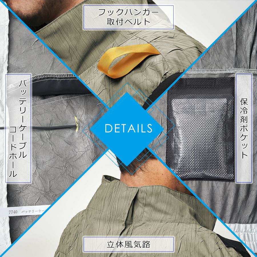 アタックベース 空調風神服 サイドファンベスト+ななめファン+24V