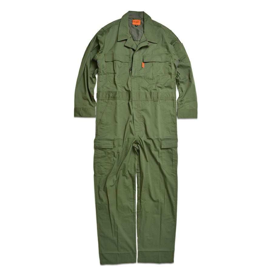 「プロノ」脇＆背中メッシュ長袖ストレッチカーゴツナギ/PR-2001/*夏薄生地オーバーオールメンズつなぎおしゃれ動きやすい*