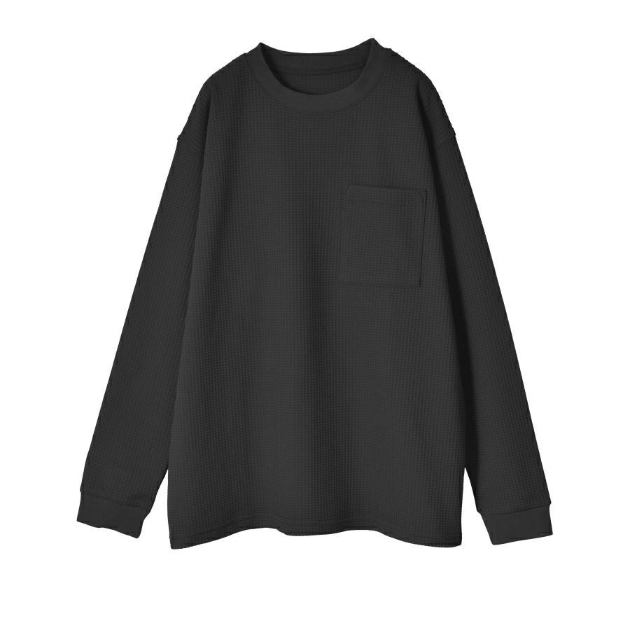 ハミューレ SOLOTEX(R)使用 長袖クルーネックワッフルTシャツ HMU-2514
