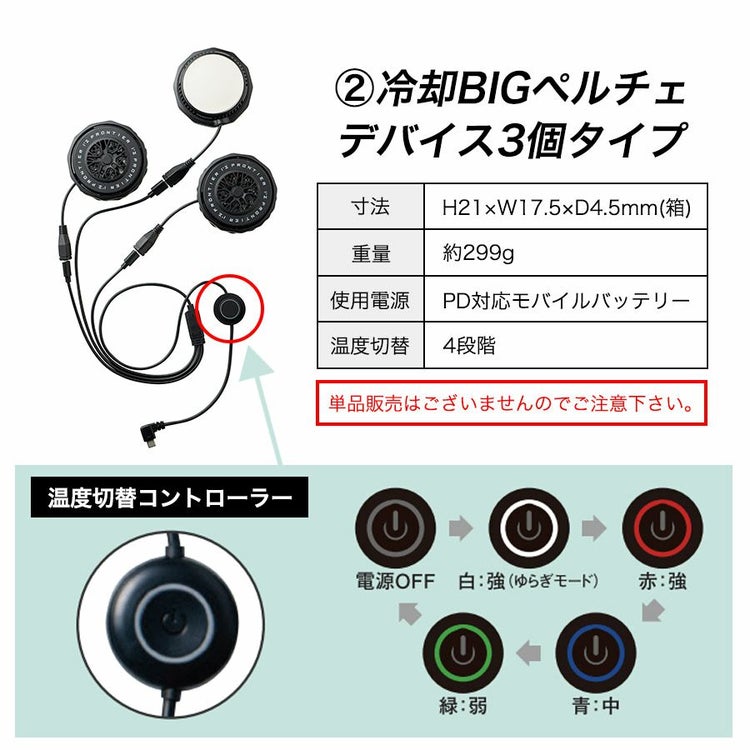 アイズフロンティア 冷却ビッグペルチェ3個タイプ インナーベスト＆デバイス・バッテリーセット #PSBP1073 冷却 暑さ対策 猛暑対策 作業着 作業服  I'Z FRONTIER
