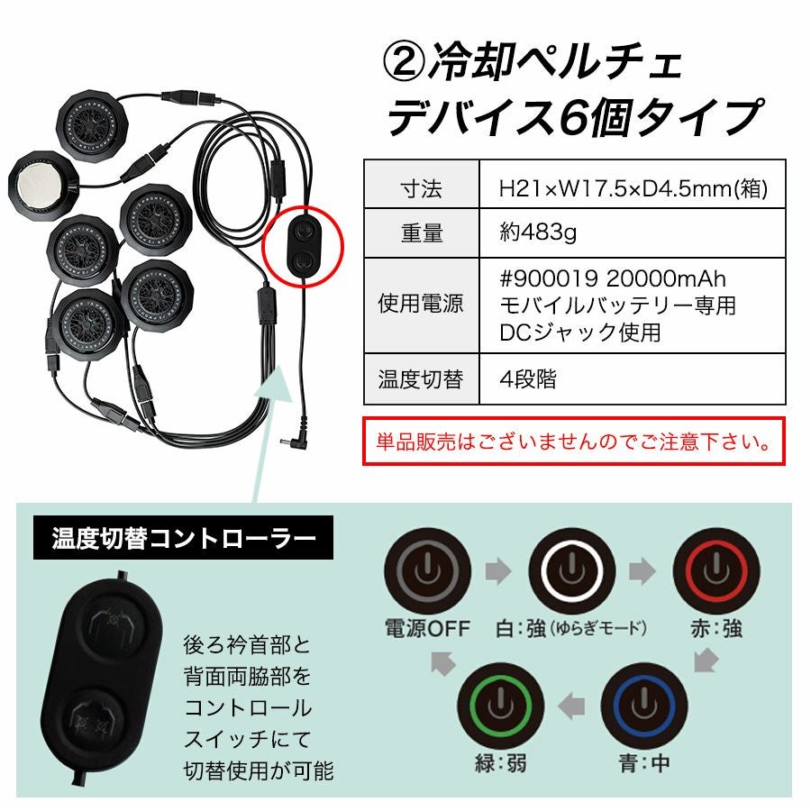 アイズフロンティア 冷却ペルチェ6個タイプ インナーベスト＆デバイス