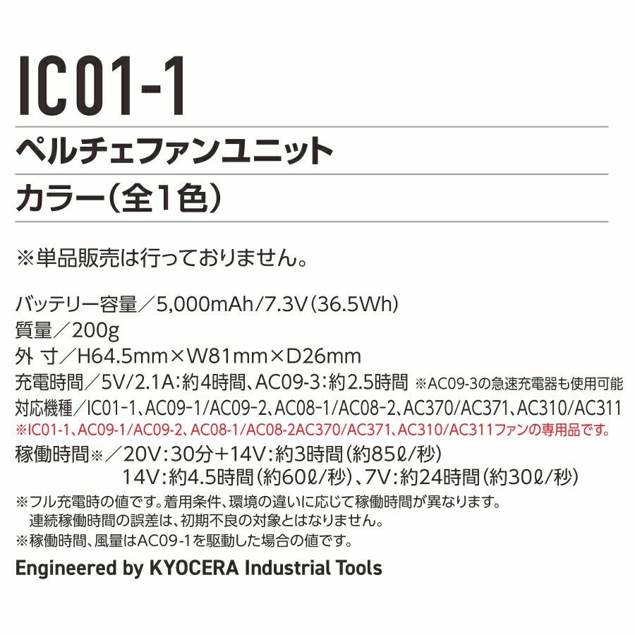 バートル アイスクラフト ペルチェベストセット IC101S ベスト