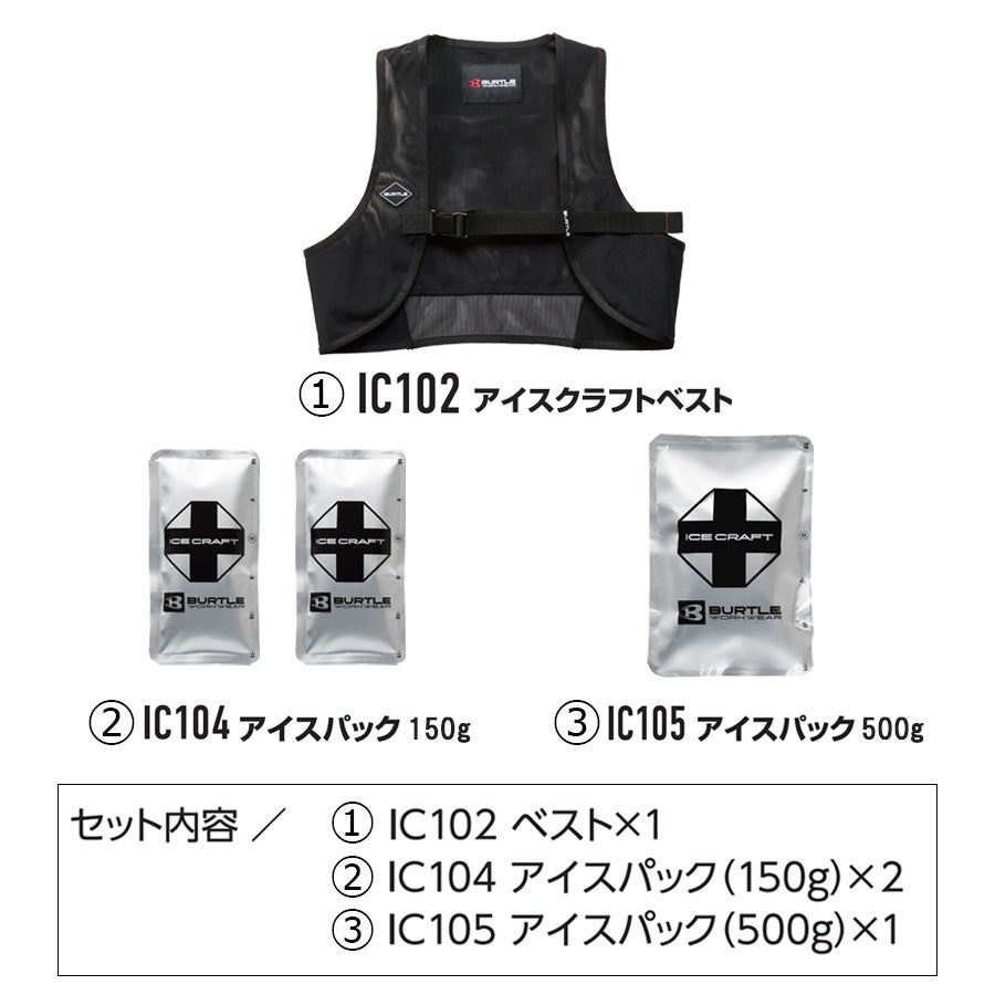 バートル アイスクラフトベスト＆アイスパックセット IC102S 保冷剤