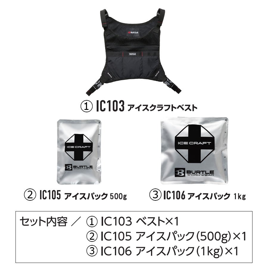 バートル アイスクラフトベスト＆アイスパックセット IC103S 保冷剤
