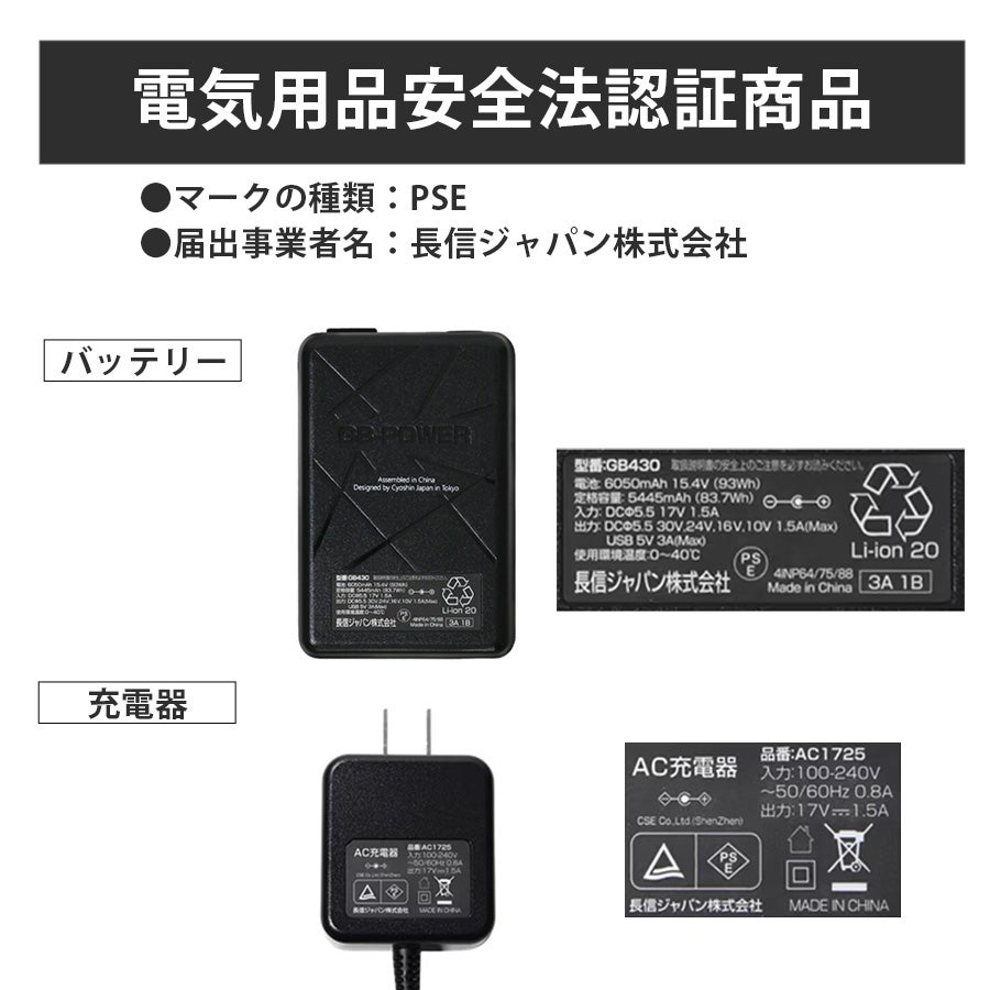 GB-POWER ファン＆バッテリーセット GFX-GB430set 長信ジャパン 2026